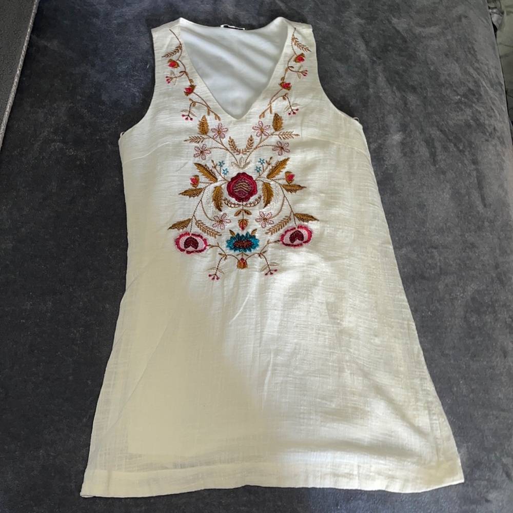 Jodifl Cream floral linen dress small